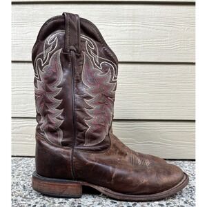 Tony Lama Mens Brown Leather Square Toe Western Cowboy Boots CB3863 Size 8 EE
